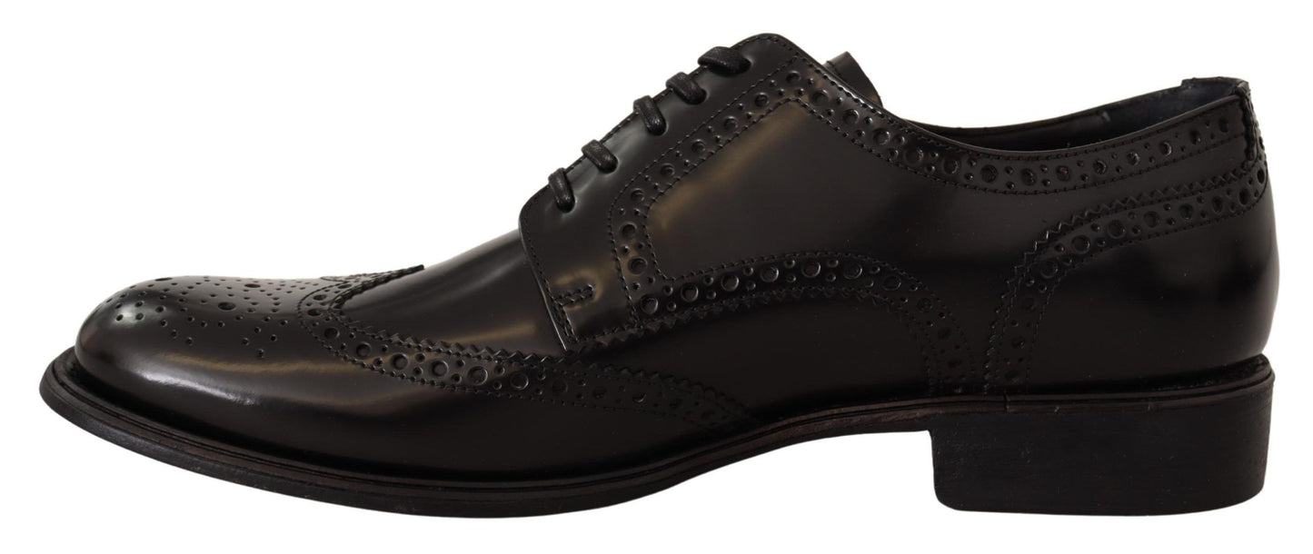 Dolce & Gabbana Black Leather Oxford Wingtip Formal Shoes