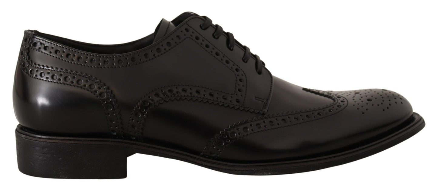 Dolce & Gabbana Black Leather Oxford Wingtip Formal Shoes