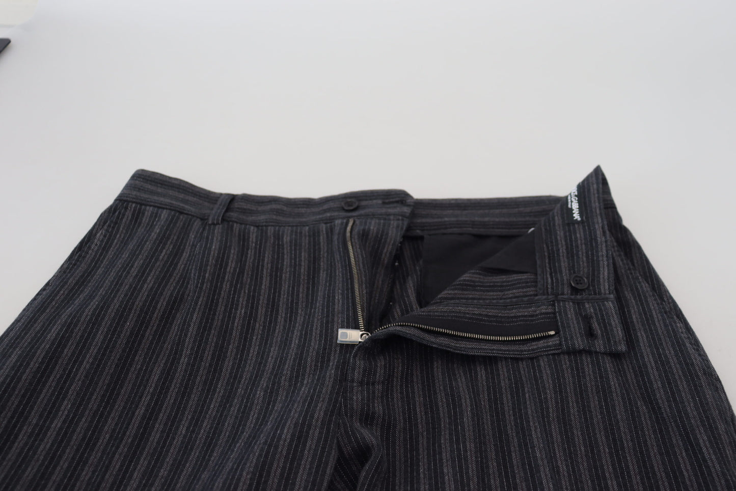 Dolce & Gabbana Dark Gray Stripes Chino Dress Pants