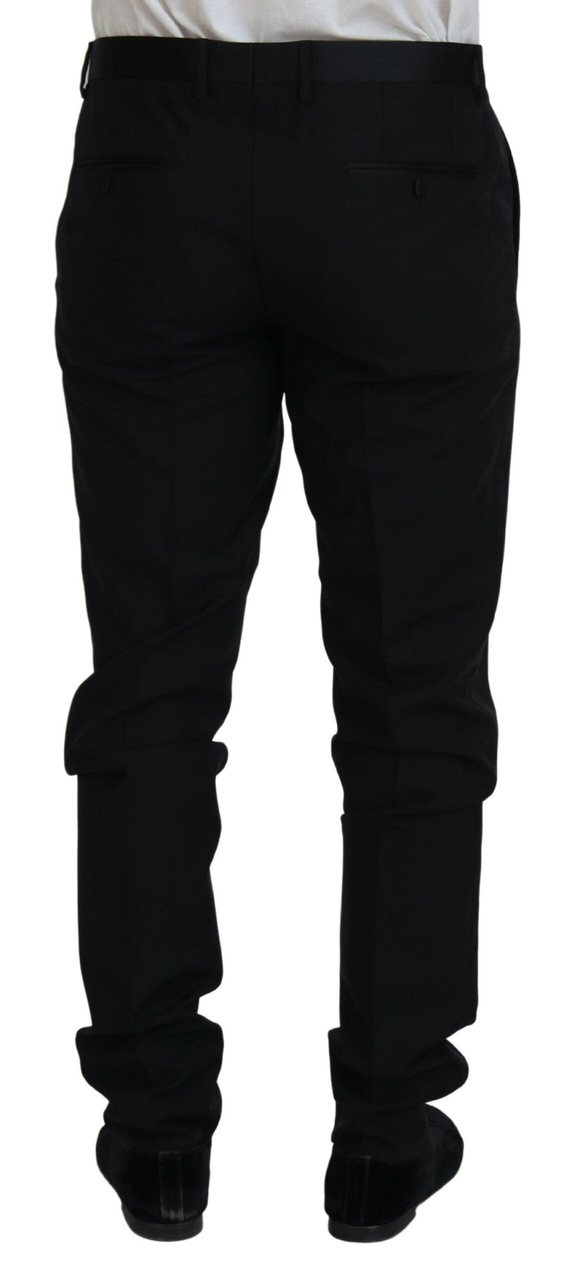 Dolce & Gabbana Black Wool Chino Dress Formal Pants