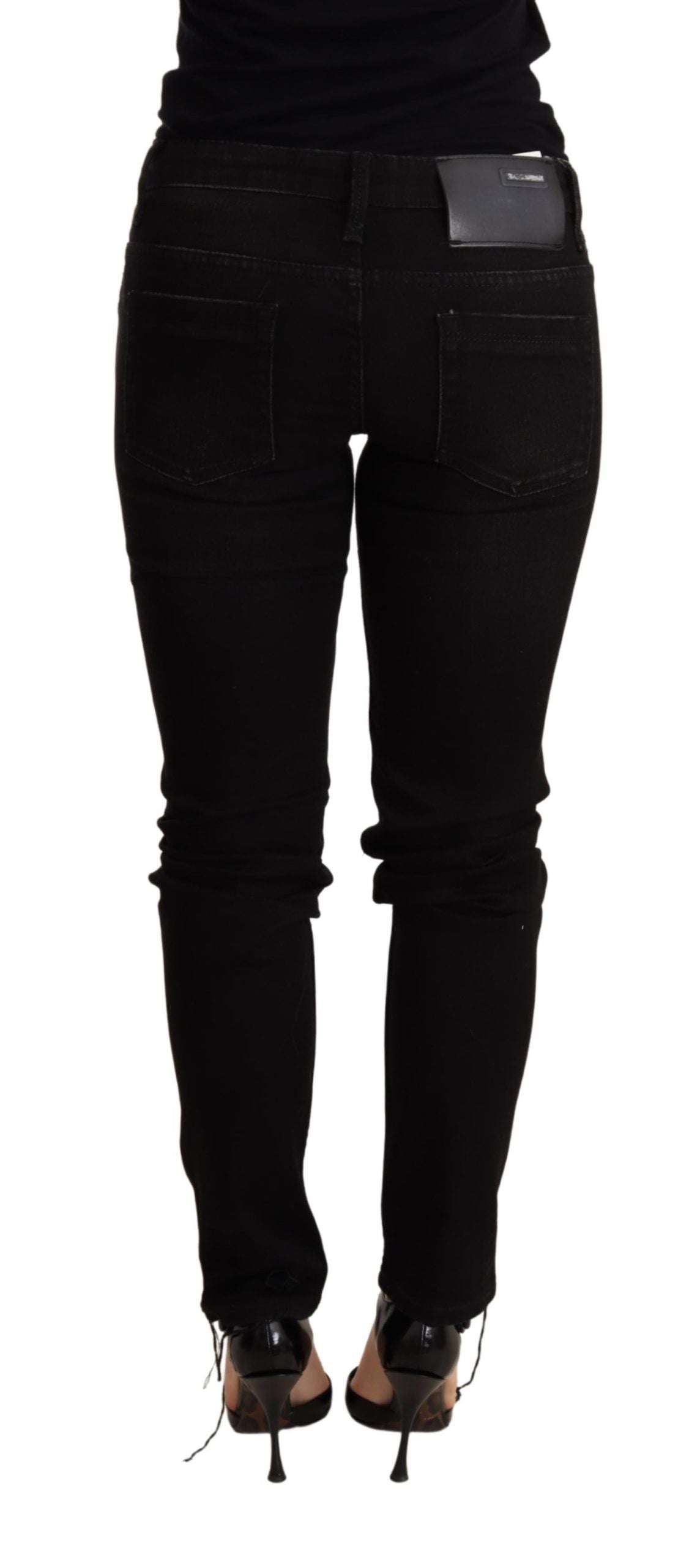 Acht Black Low Waist Skinny Denim Trouser