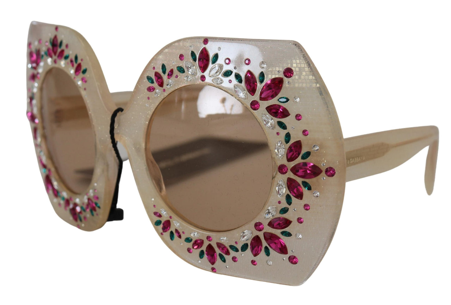 Dolce & Gabbana Elegant Beige Embellished Sunglasses