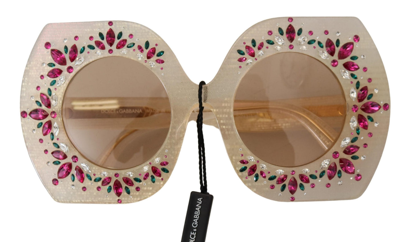 Dolce & Gabbana Elegant Beige Embellished Sunglasses