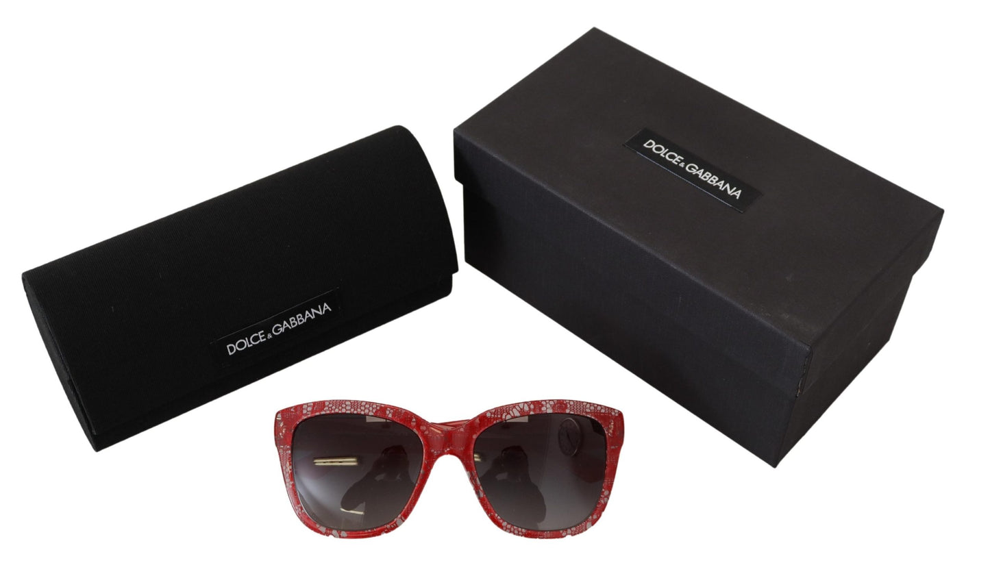 Dolce & Gabbana Chic Red Lace-Inspired Designer Sunglasses