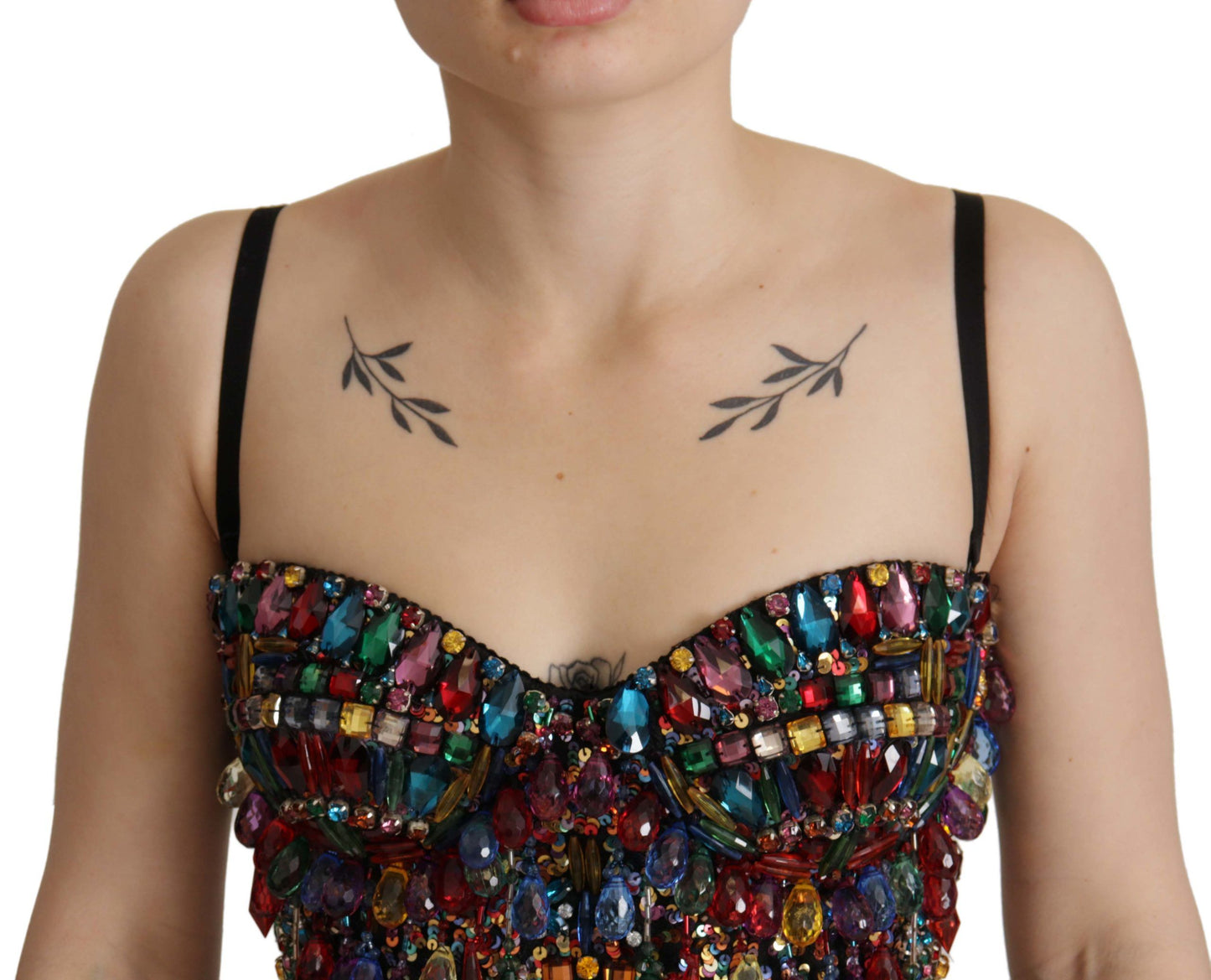 Dolce & Gabbana Multicolor Sleeveless Bustier Jeweled Spring Top