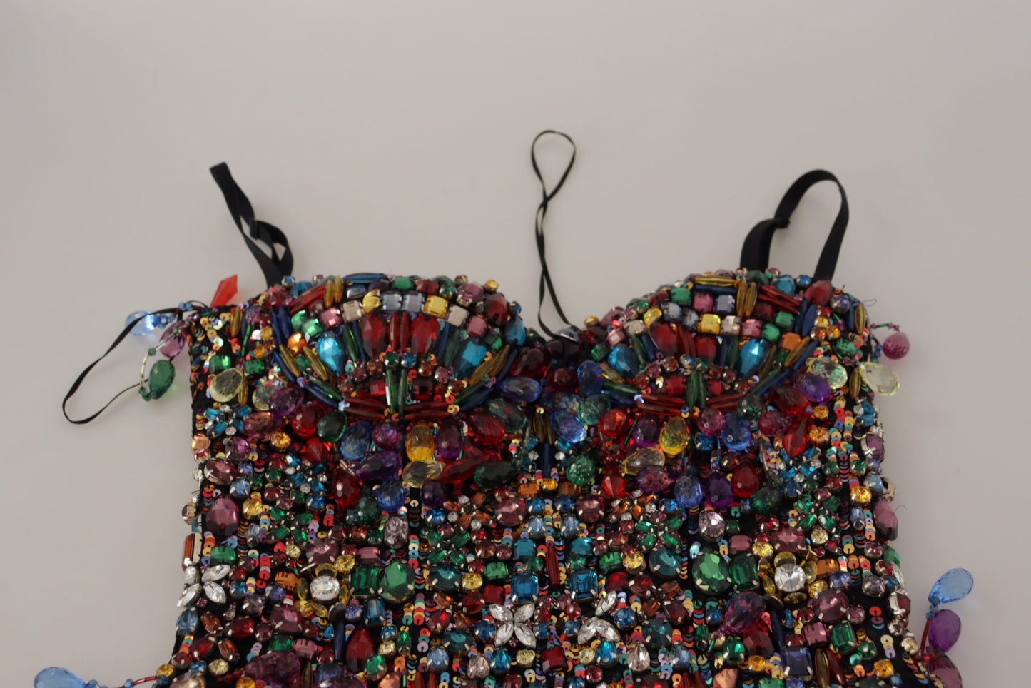 Dolce & Gabbana Multicolor Sleeveless Bustier Jeweled Spring Top