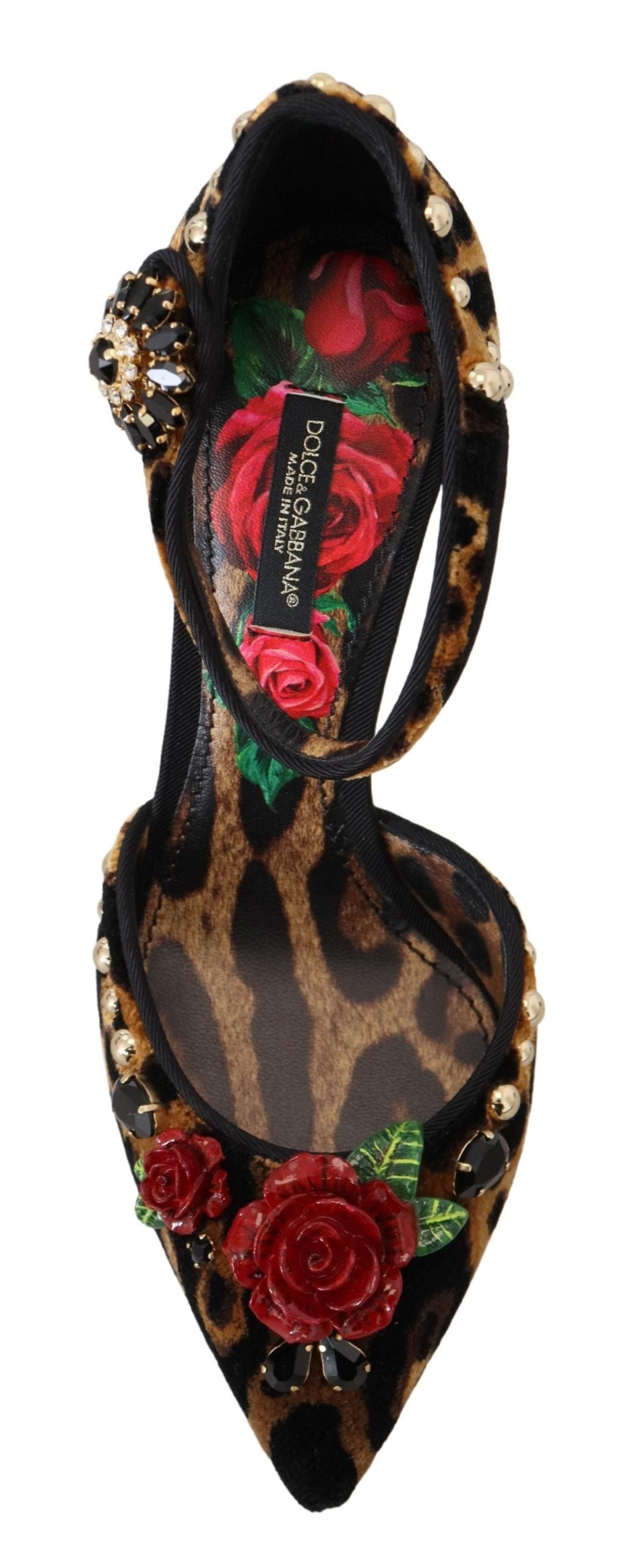 Dolce & Gabbana Brown Embellished Leopard Print Heels Shoes