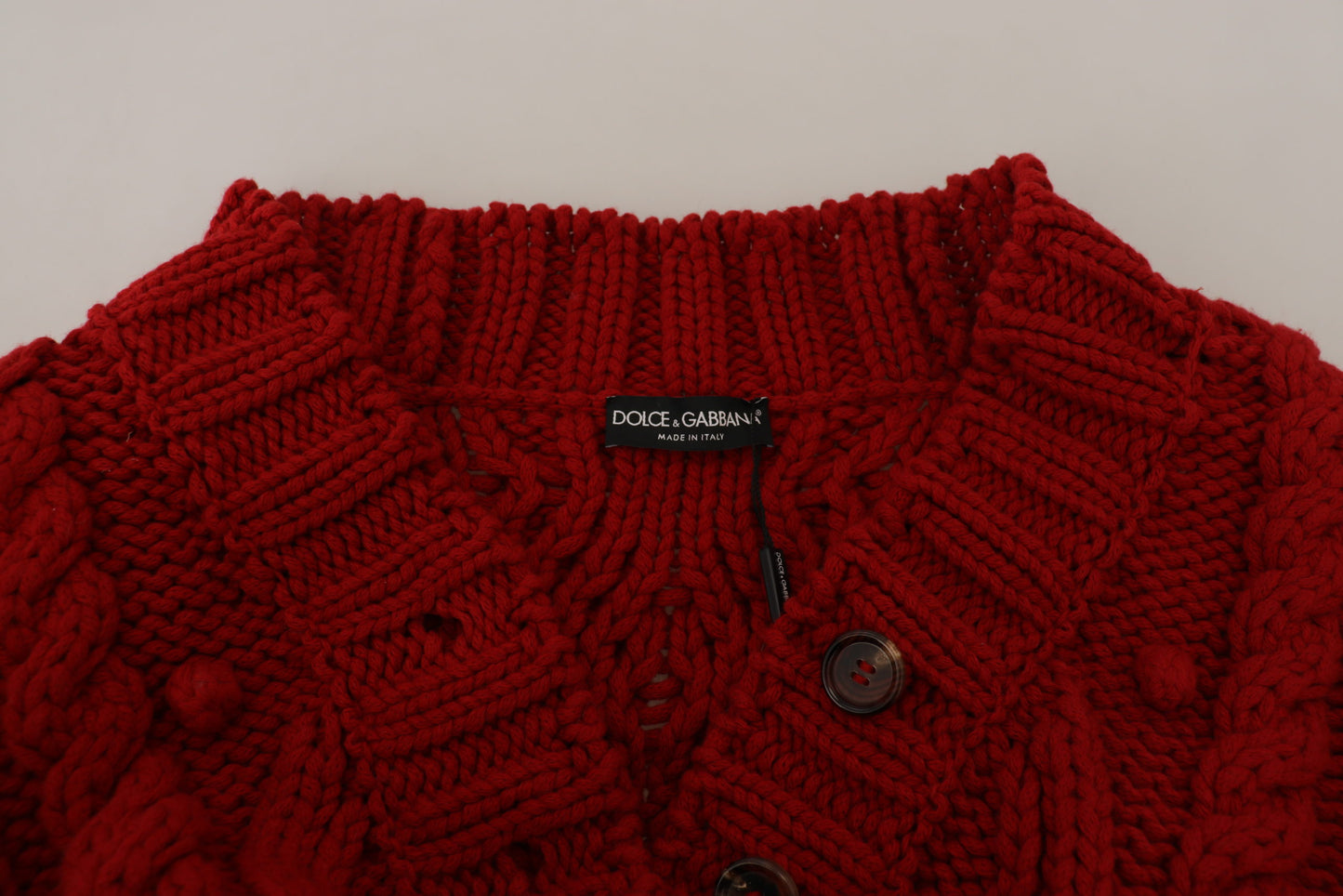 Dolce & Gabbana Elegant Red Virgin Wool Cardigan