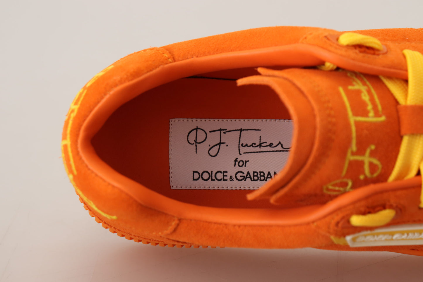 Dolce & Gabbana Orange Leather P.j. Tucker Sneakers Shoes