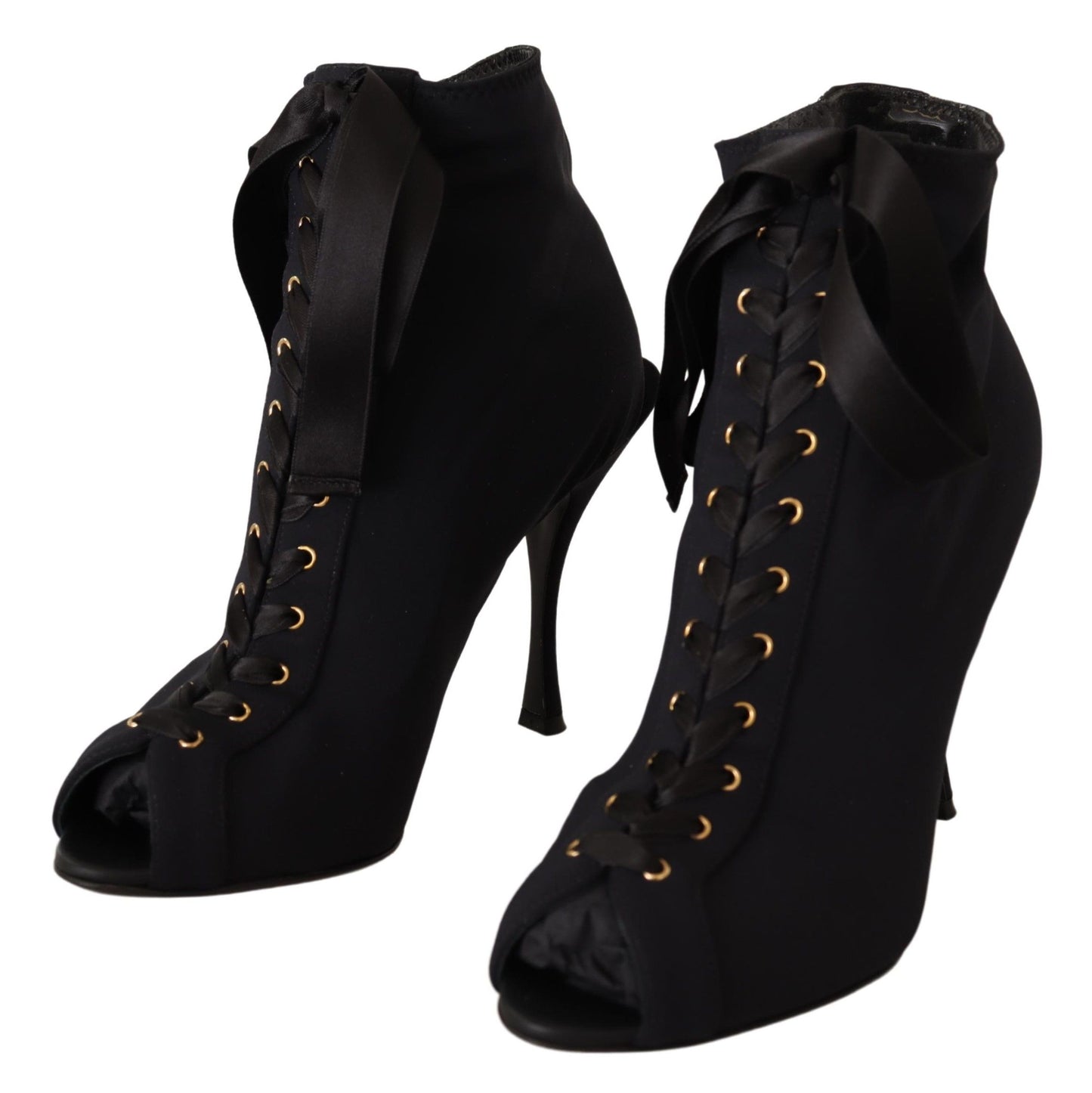 Dolce & Gabbana Black Stretch Short Ankle Boots Shoes