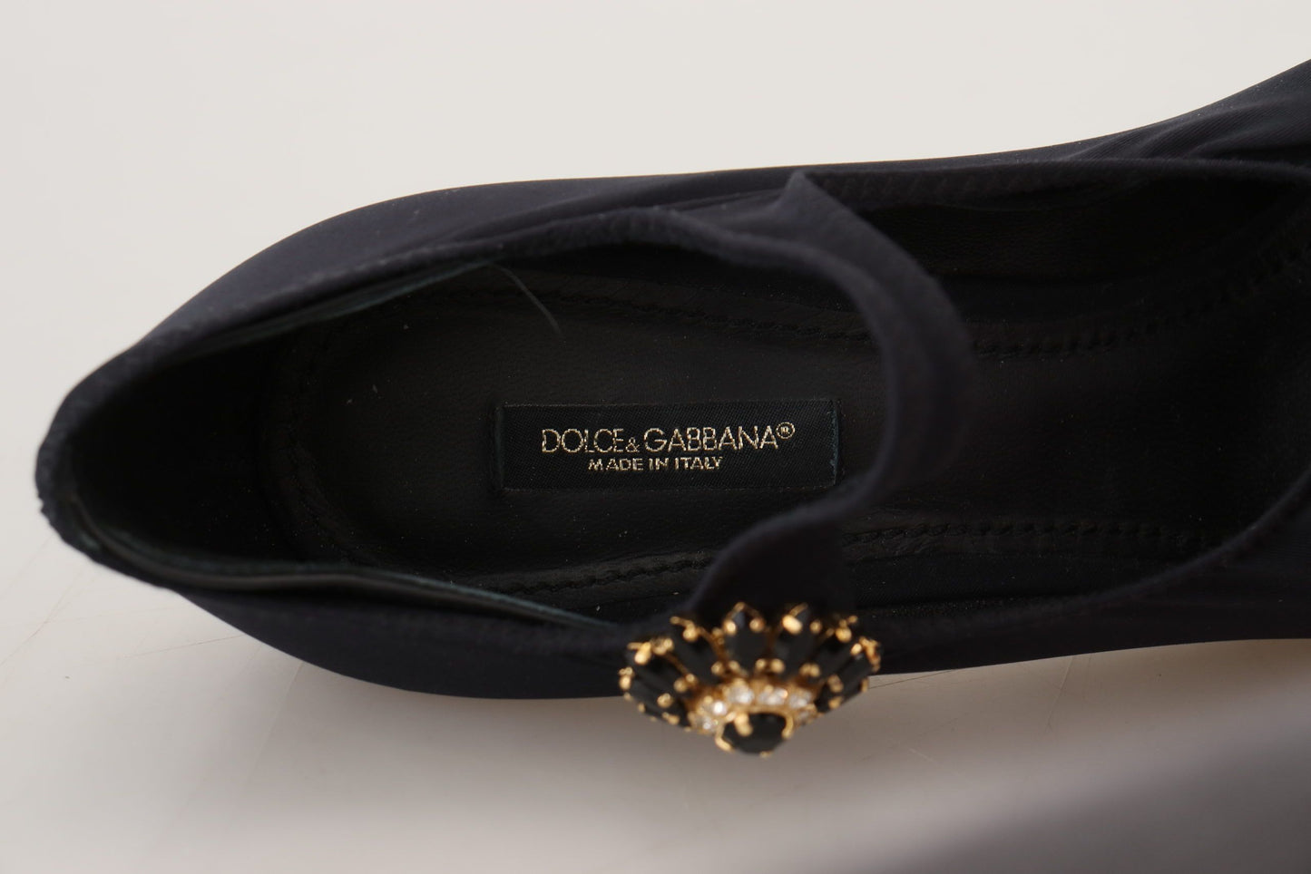 Dolce & Gabbana Black Socks Stretch Crystal Pumps Shoes