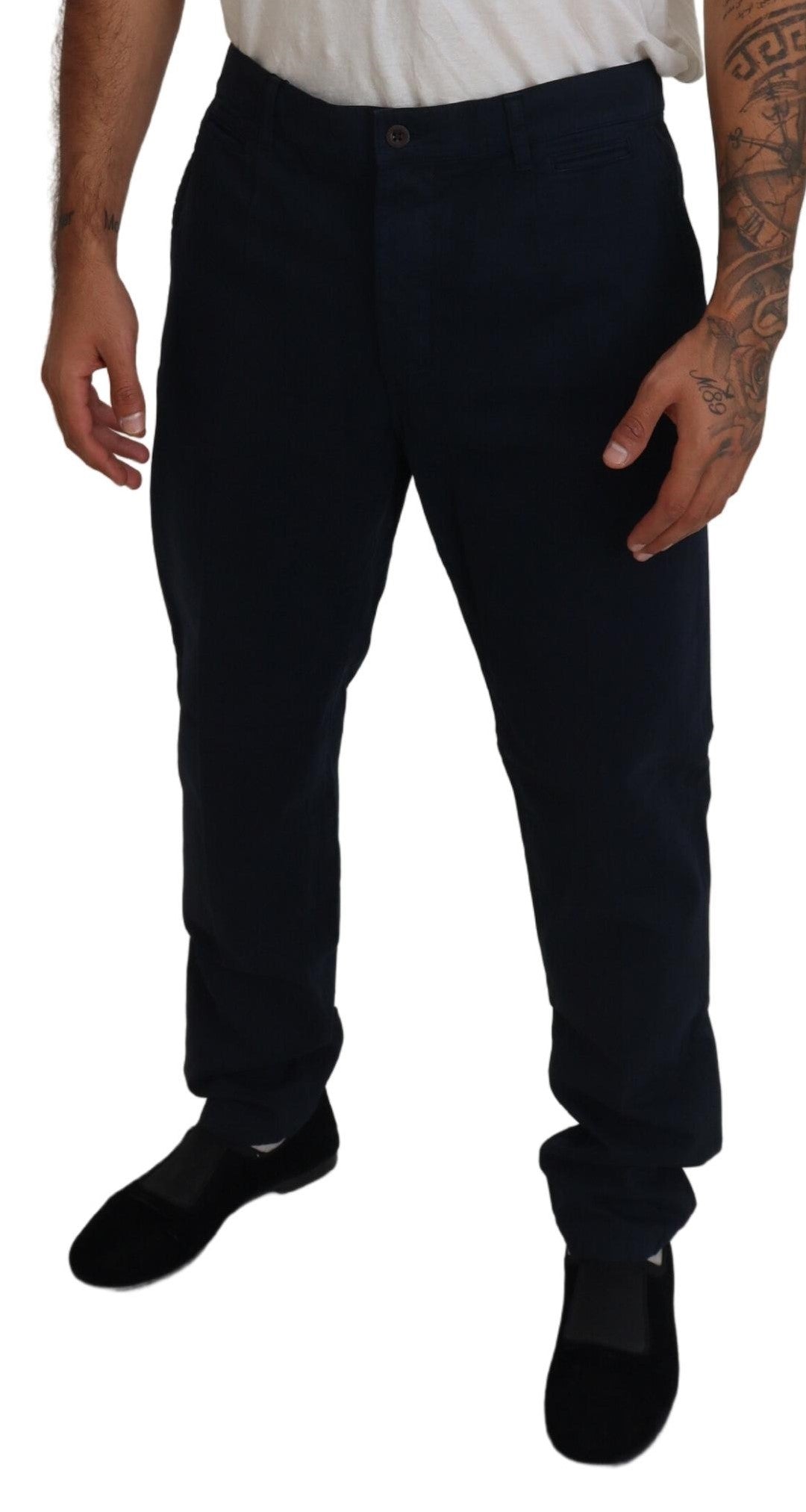 Dolce & Gabbana Blue Cotton Dress Formal Men Pants