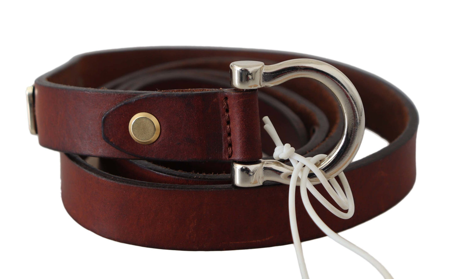 John Galliano Brown Leather Luxury Slim Buckle Belt