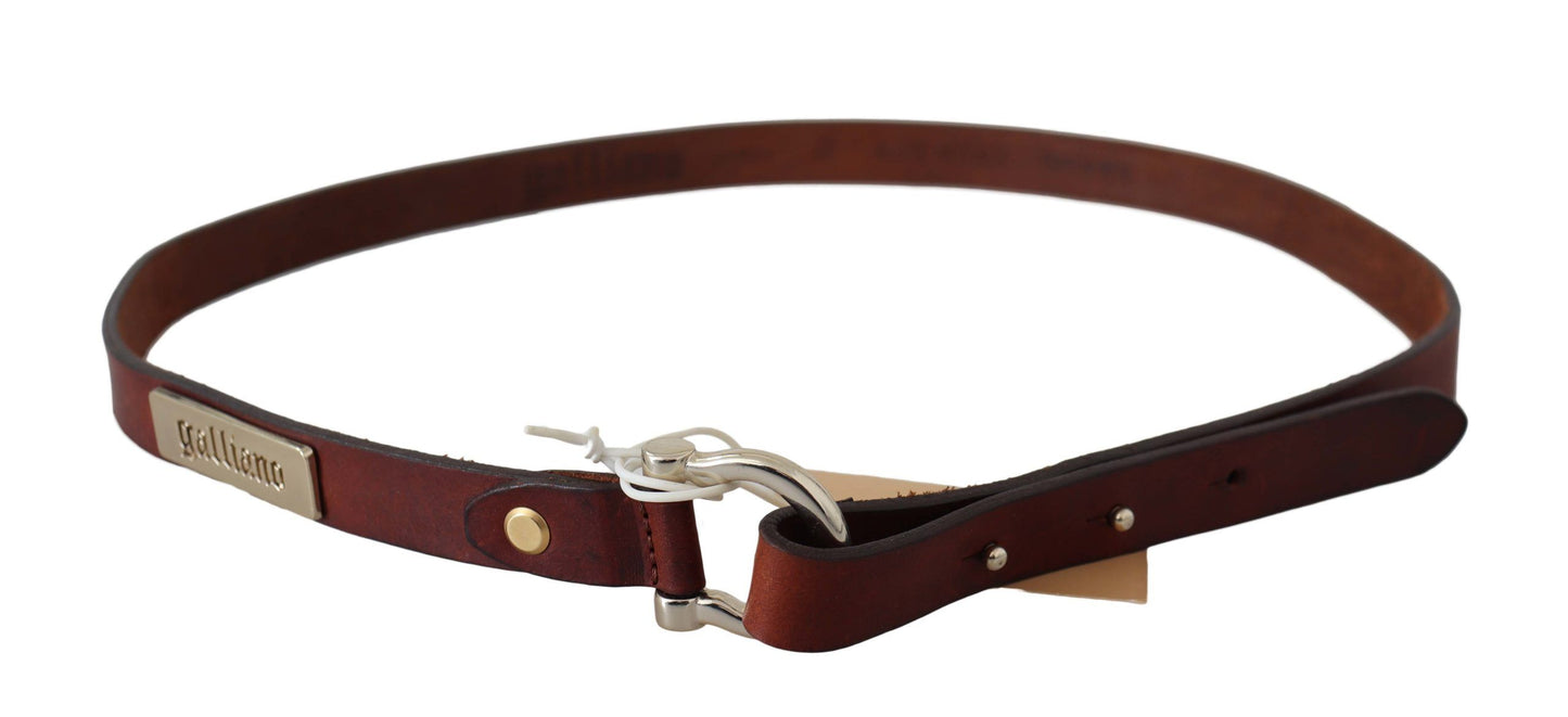 John Galliano Brown Leather Luxury Slim Buckle Belt