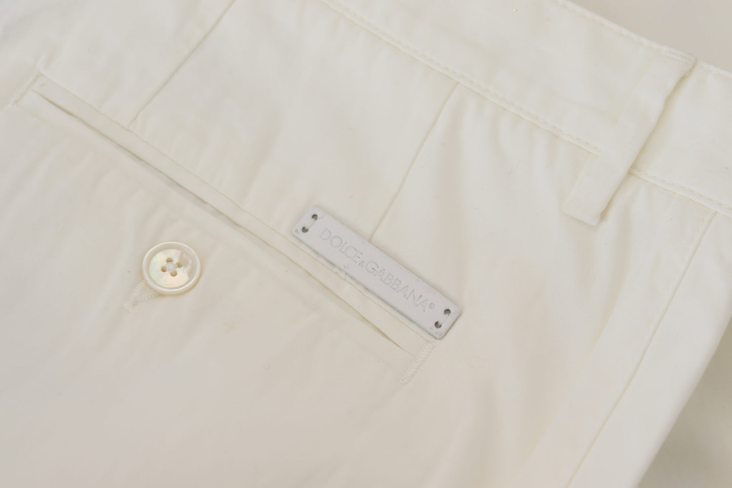 Dolce & Gabbana White Cotton Dress Formal Men Pants