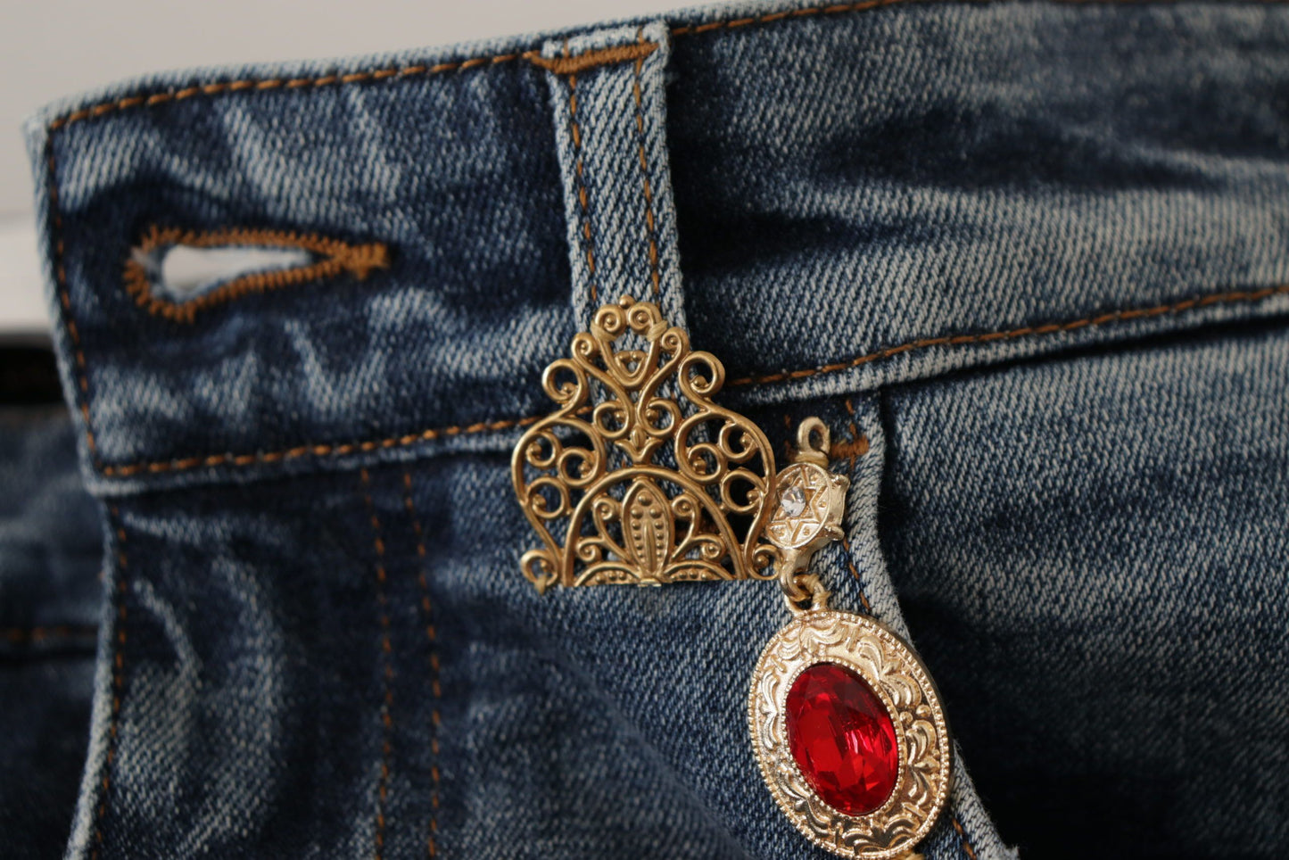 Dolce & Gabbana High Waist Skinny Designer Jeans in Blue