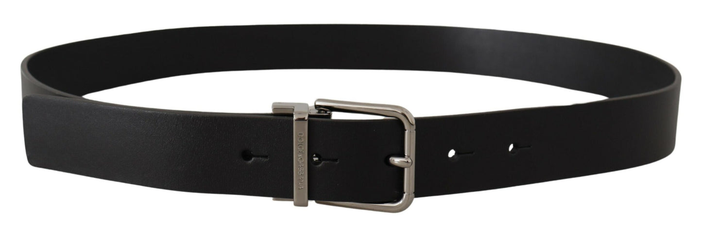 Dolce & Gabbana Elegant Black Leather Belt with Metal Buckle