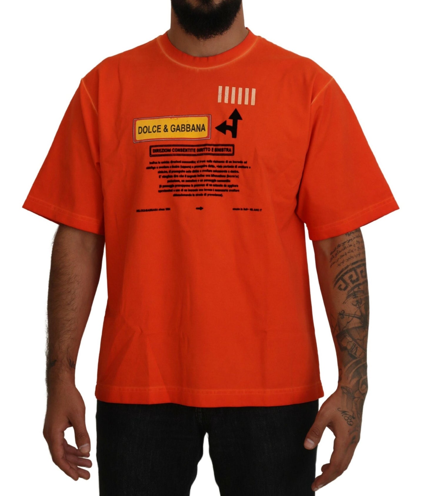 Dolce & Gabbana Elegant Crew Neck Orange Tee