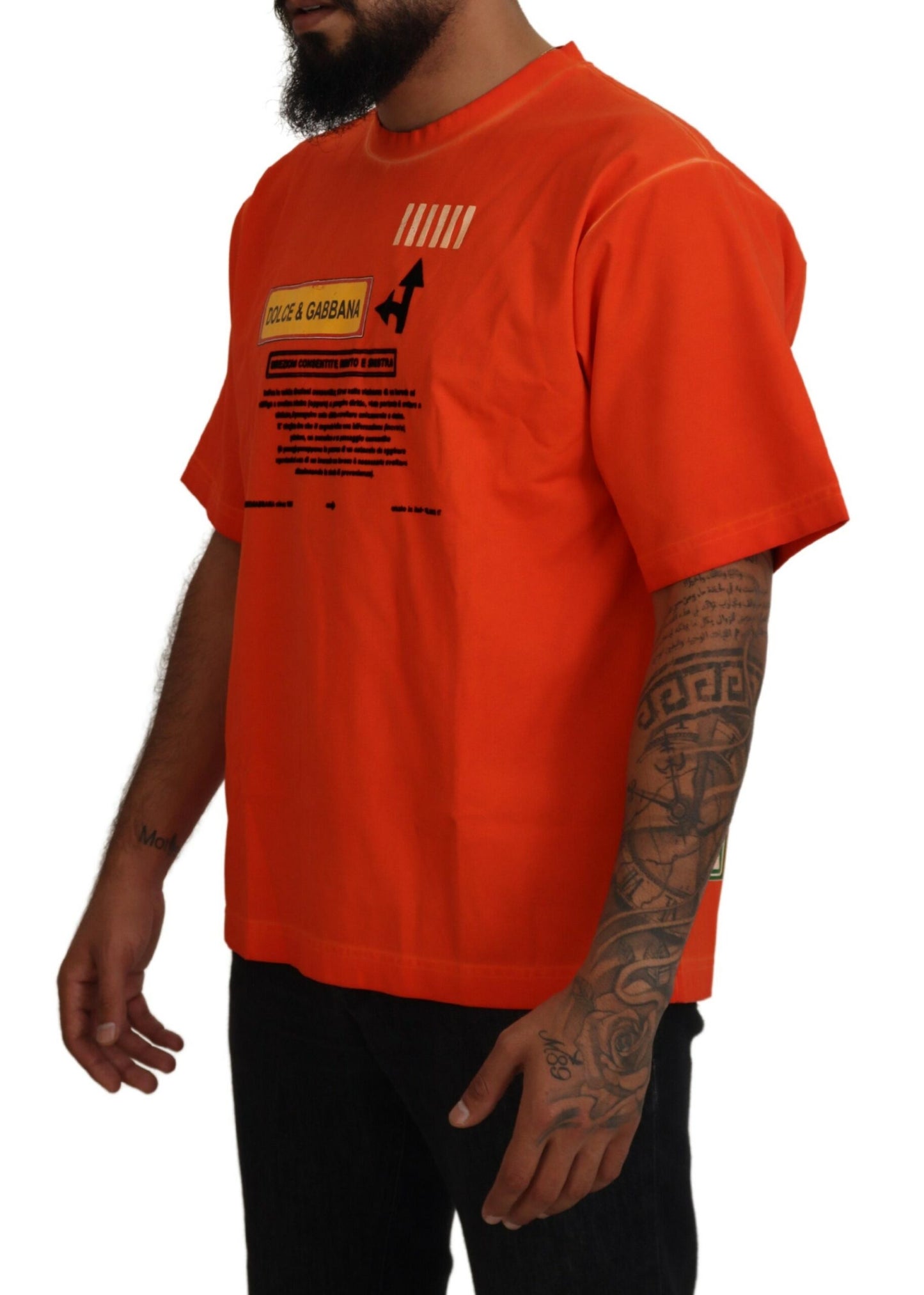 Dolce & Gabbana Elegant Crew Neck Orange Tee