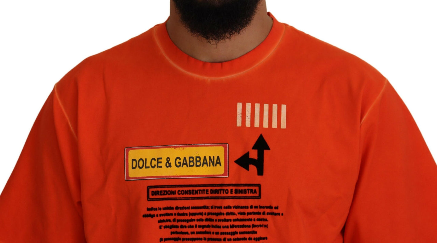 Dolce & Gabbana Elegant Crew Neck Orange Tee