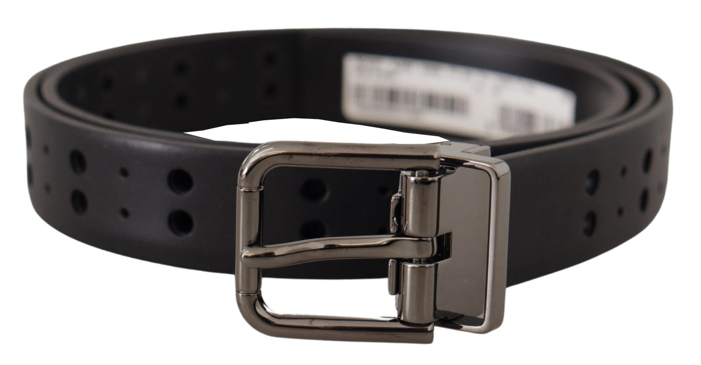 Dolce & Gabbana Elegant Black Leather Belt with Metal Buckle