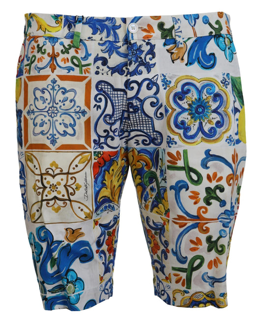 Dolce & Gabbana Majolica Print Casual Chinos Shorts