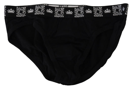 Dolce & Gabbana Black Cotton Stretch Midi Brief Underwear