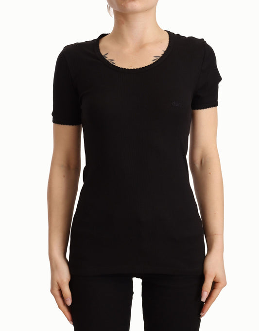 Dolce & Gabbana Elegant Black Cotton Short Sleeve Top