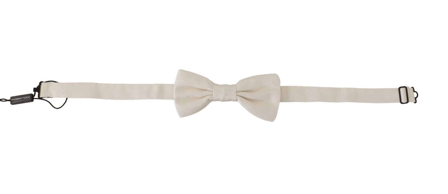 Dolce & Gabbana Elegant Silk Bow Tie in Off White