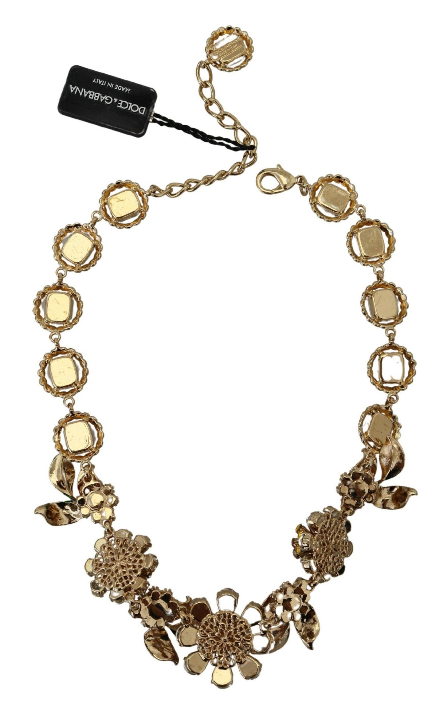 Dolce & Gabbana Elegant Gold Tone Crystal Statement Necklace