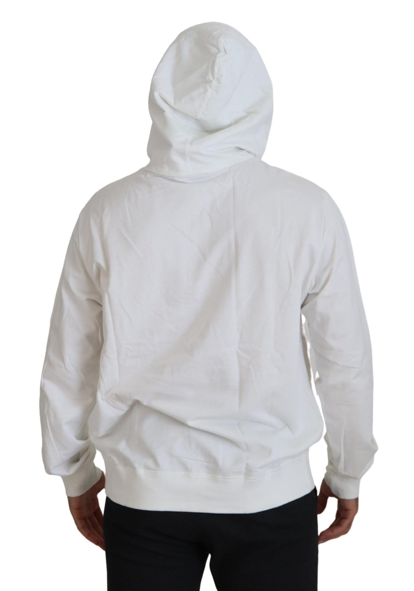 Dolce & Gabbana White Cotton Hooded Sweatshirt Sweater