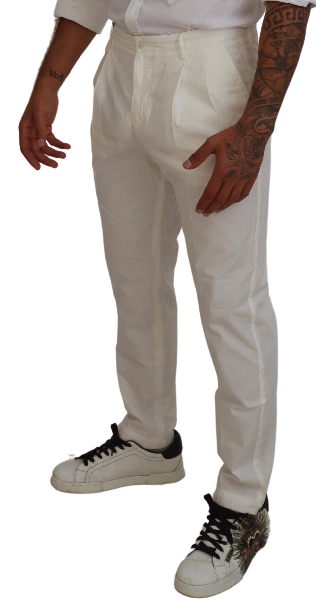 Dolce & Gabbana White Cotton Skinny Chino Pants