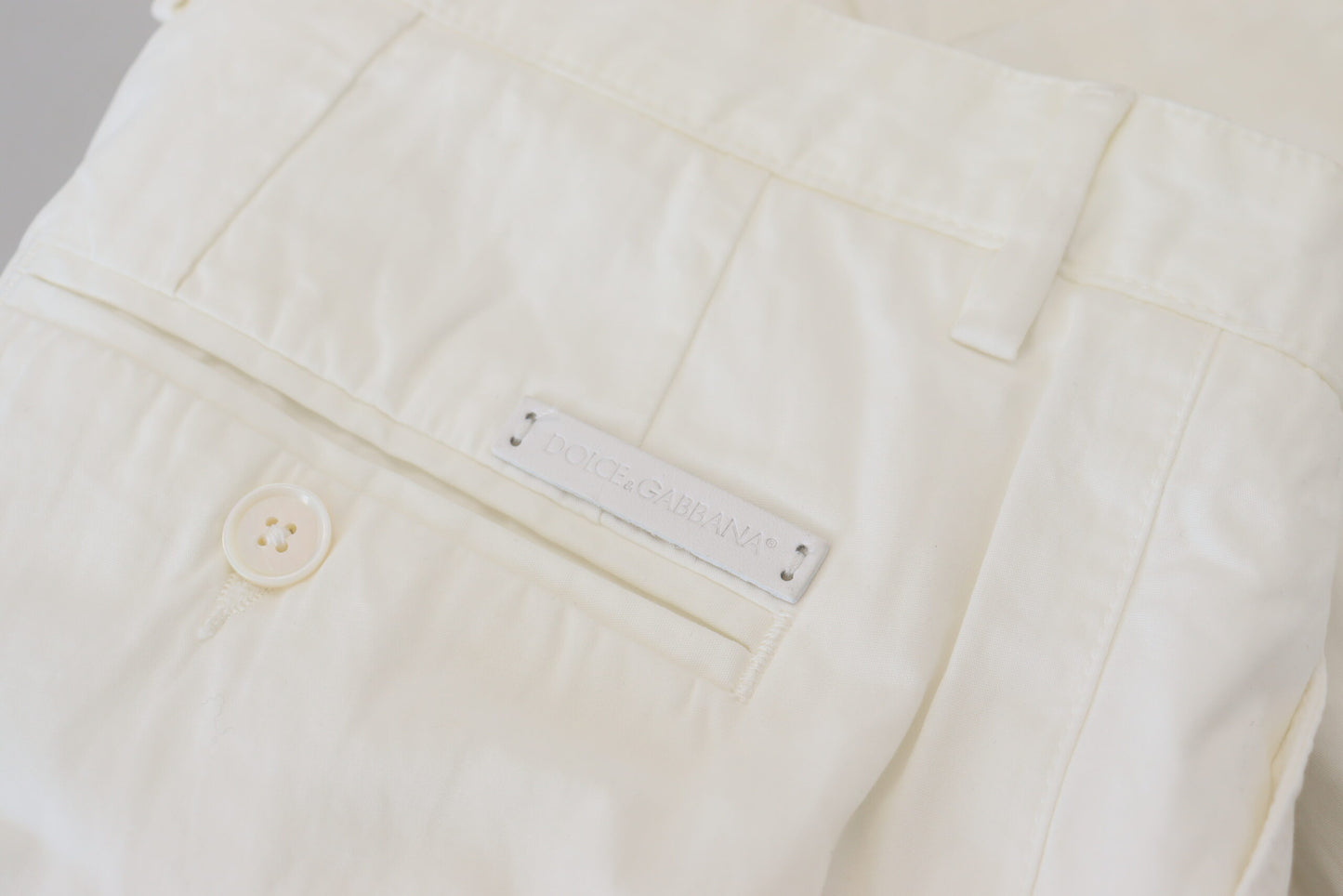 Dolce & Gabbana White Cotton Skinny Chino Pants