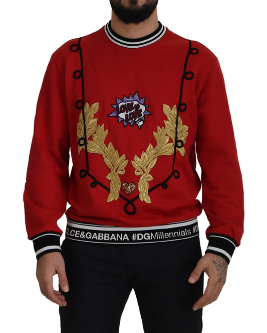 Dolce & Gabbana Dazzling Sequined Red Pullover Sweater