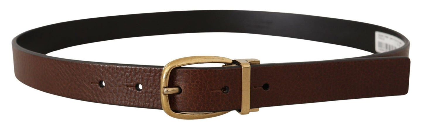 Dolce & Gabbana Elegant Leather Belt with Engraved Buckle