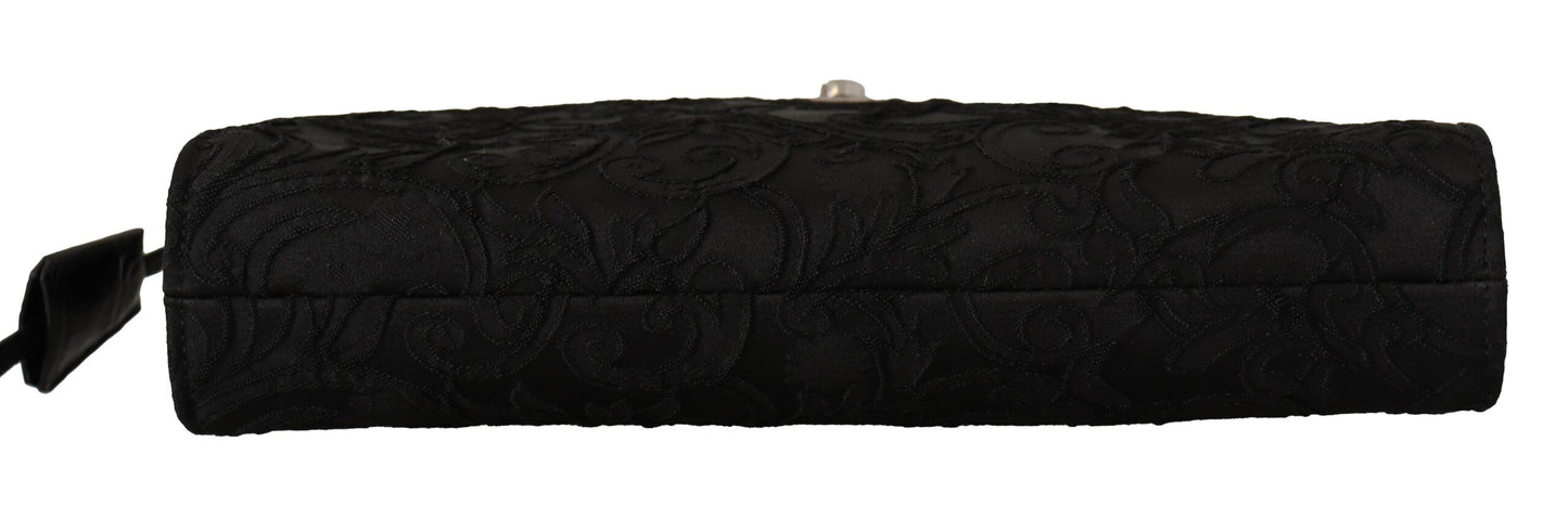 Dolce & Gabbana Elegant Black Silver Clutch Portfolio