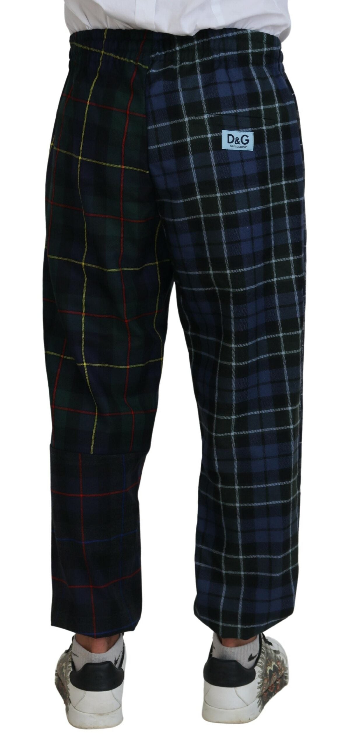 Dolce & Gabbana Multicolor Checkered Wool Men Jogger Pants