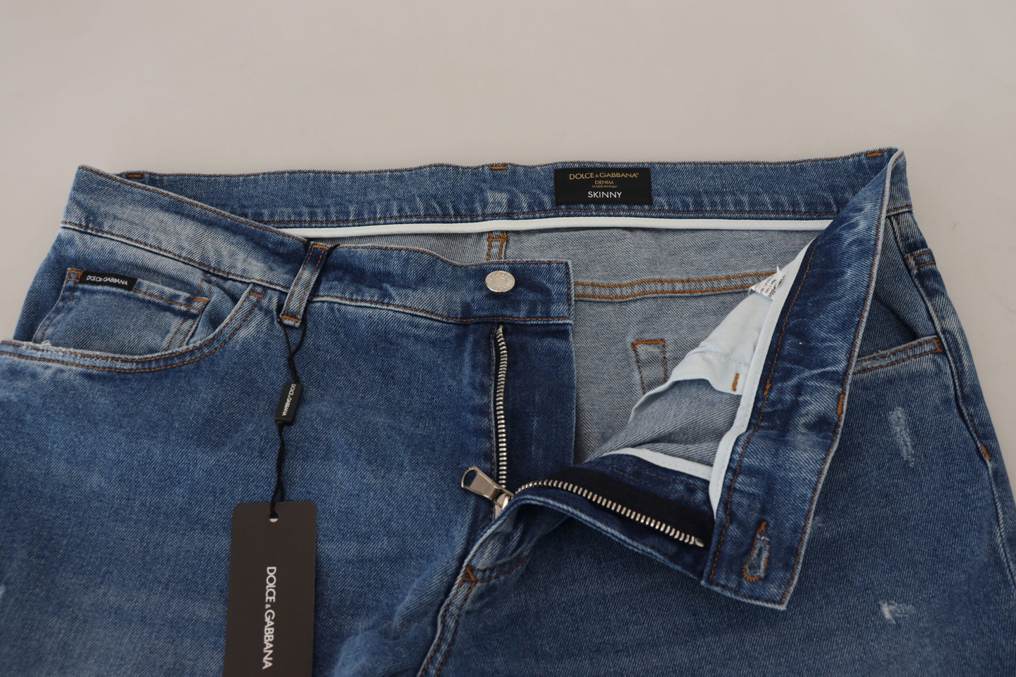 Dolce & Gabbana Blue Washed Skinny Cotton Denim Jeans