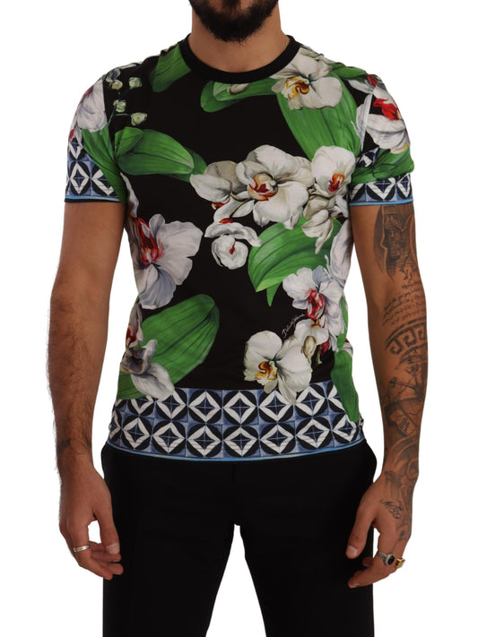 Dolce & Gabbana Black Floral Print Crewneck T-shirt