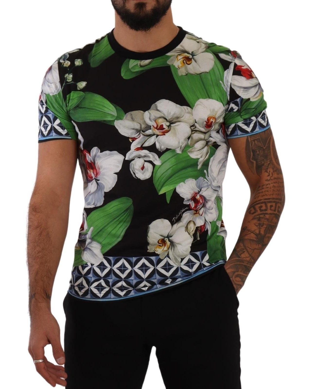 Dolce & Gabbana Black Floral Print Crewneck T-shirt