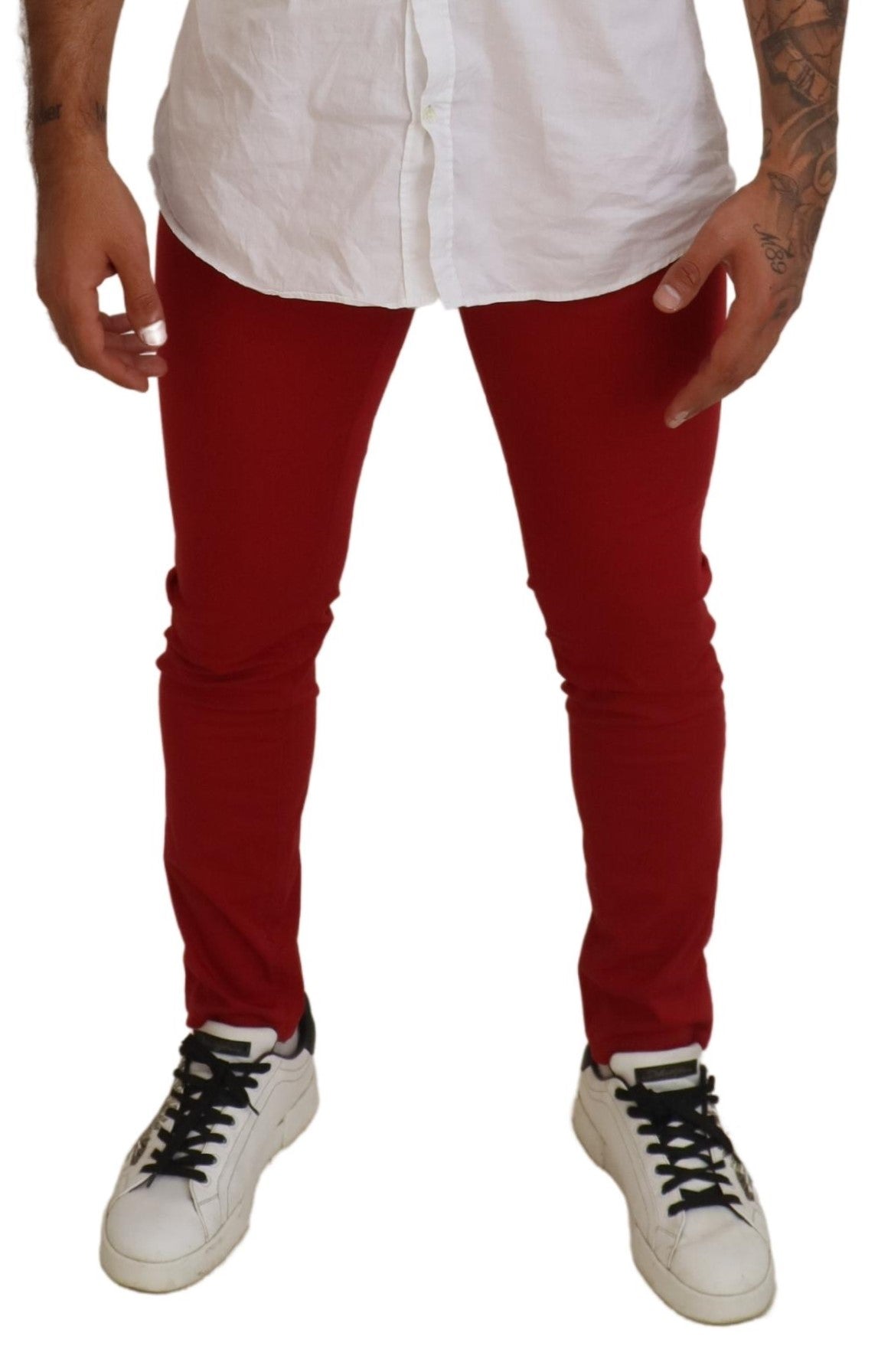 Dolce & Gabbana Red Skinny Cotton Stretch Denim Jeans