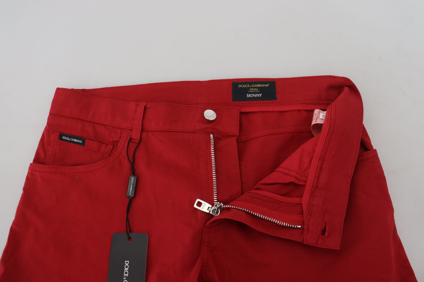 Dolce & Gabbana Red Skinny Cotton Stretch Denim Jeans