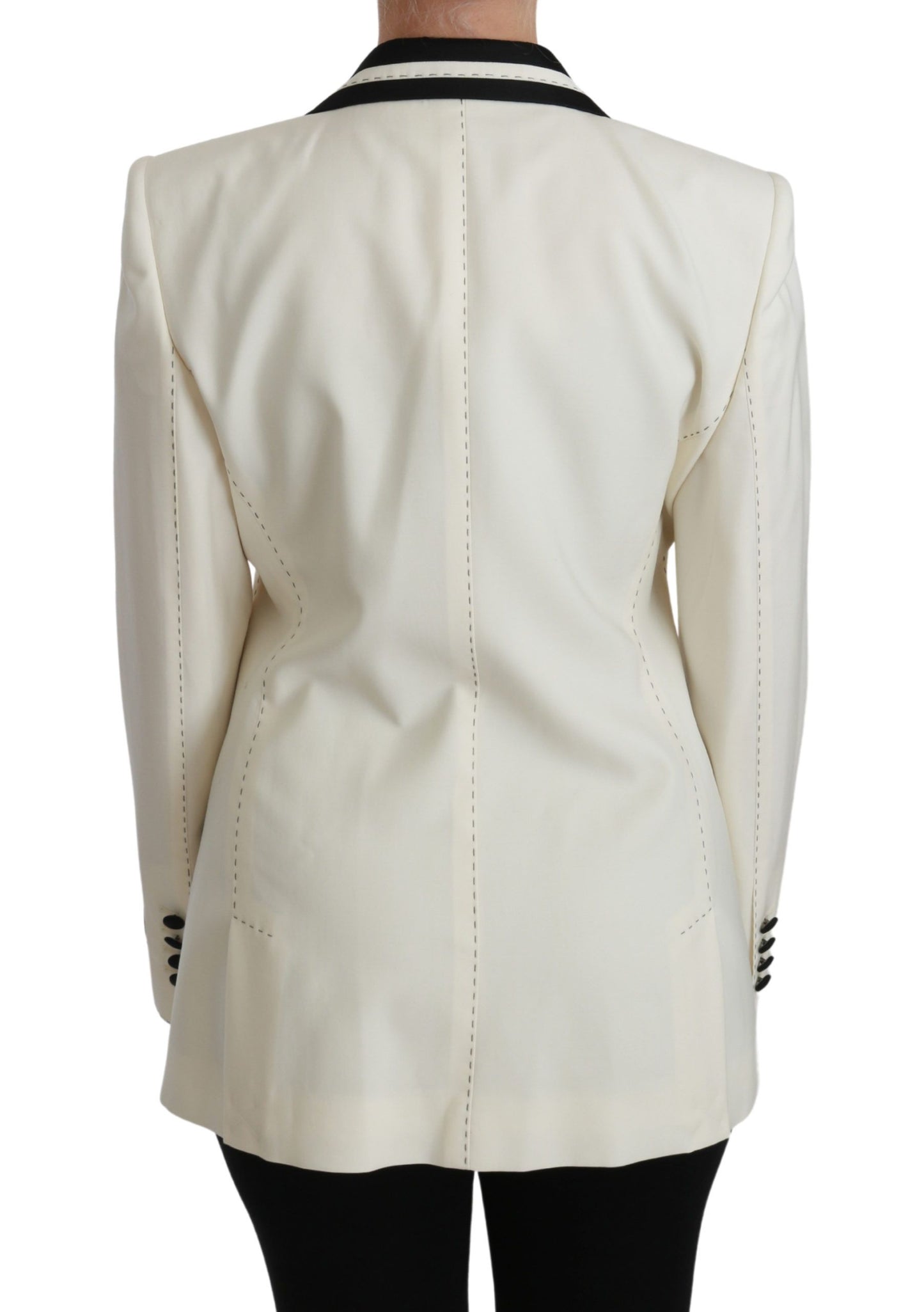 Dolce & Gabbana Elegant Cream & Black Detailed Blazer