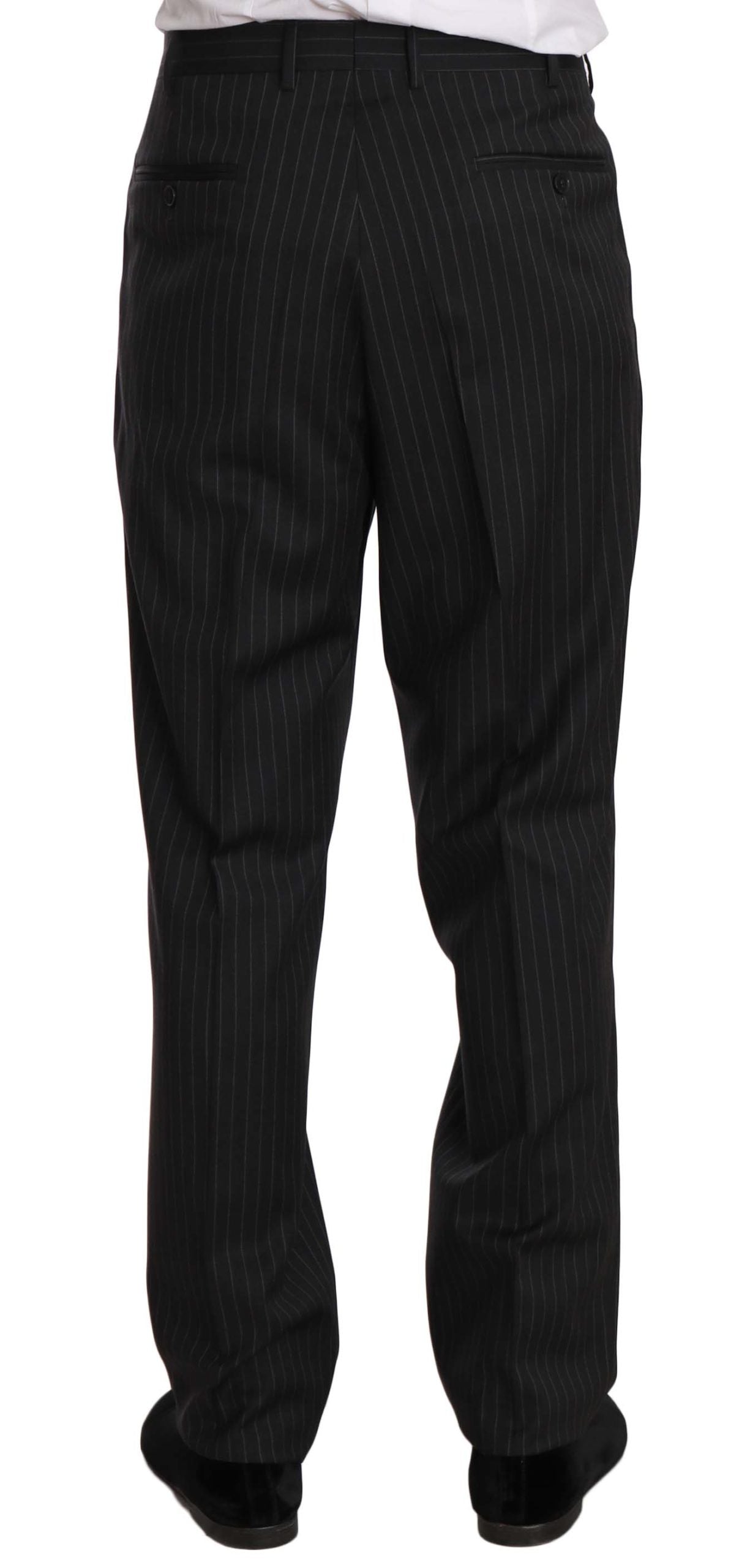 Z ZEGNA Elegant Black Striped Wool Suit