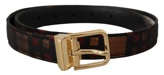 Dolce & Gabbana Multicolor Leather Belt with Gold Buckle