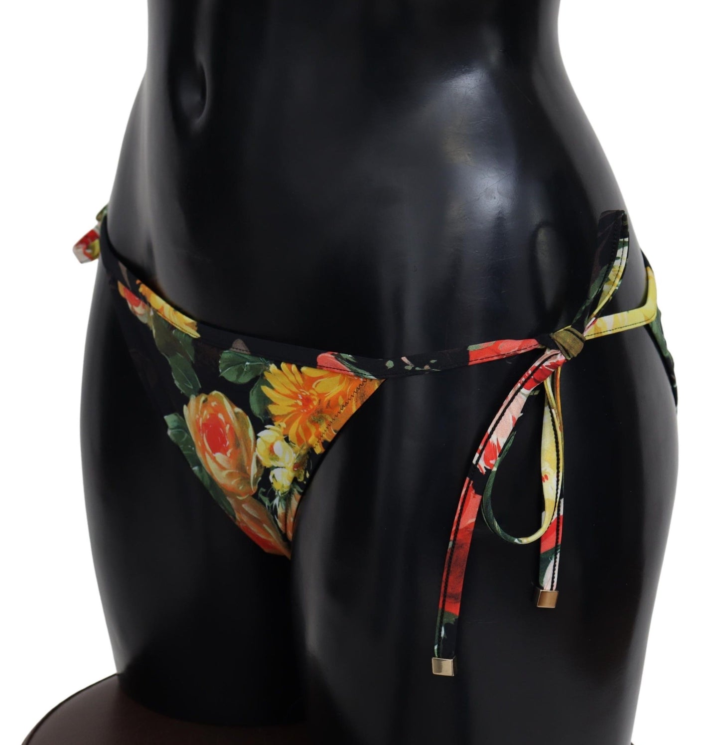 Dolce & Gabbana Elegant Black Floral Bikini Bottom