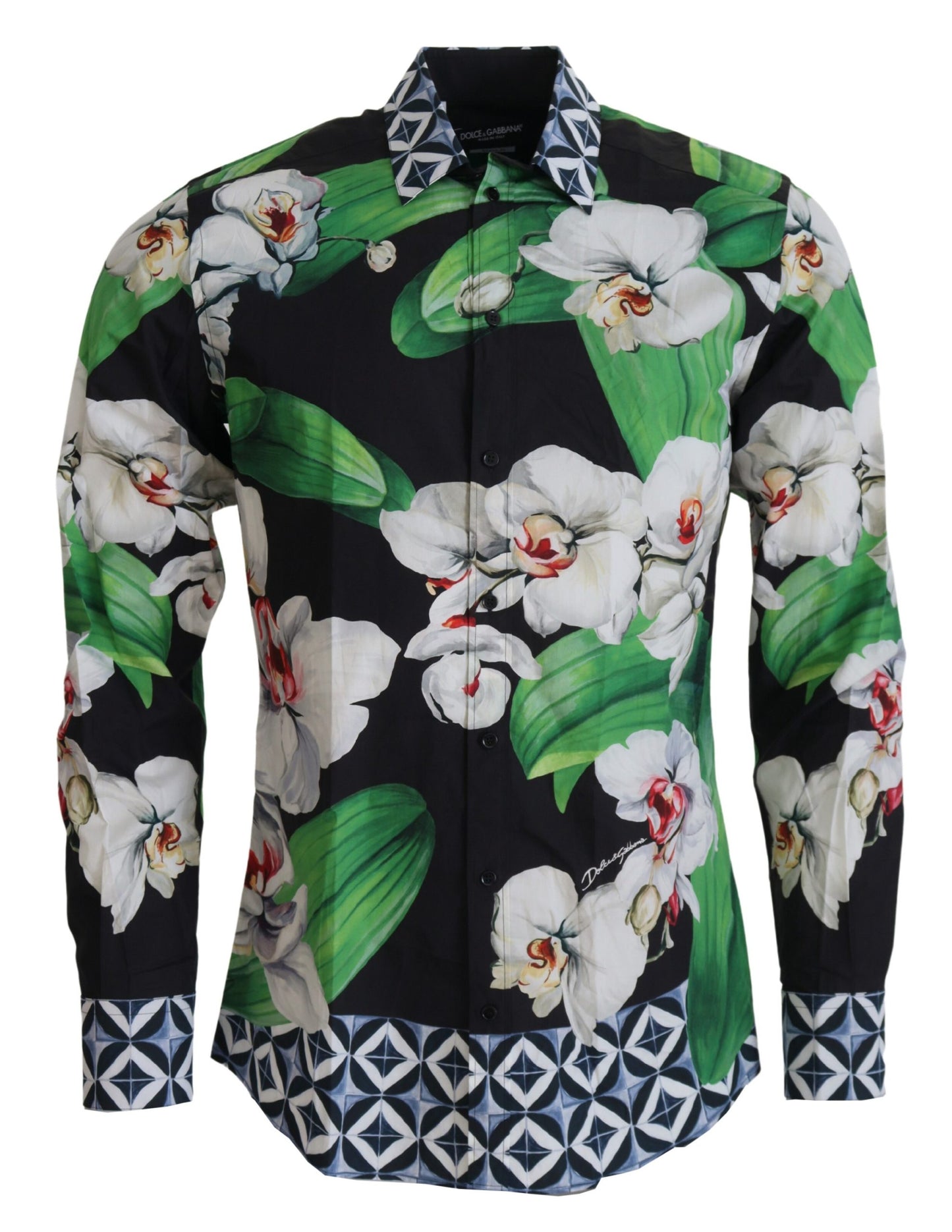 Dolce & Gabbana Multicolor Floral Slim Gold Formal Shirt