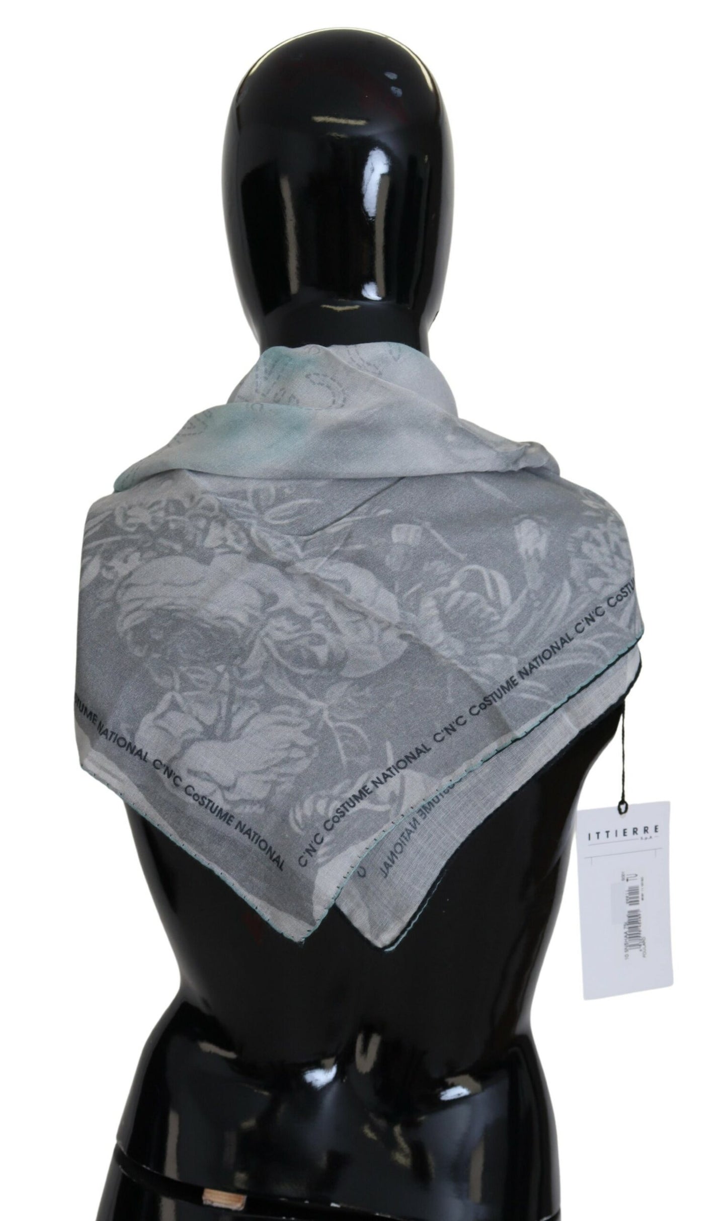 Costume National Gray Print Shawl Foulard Branded Scarf