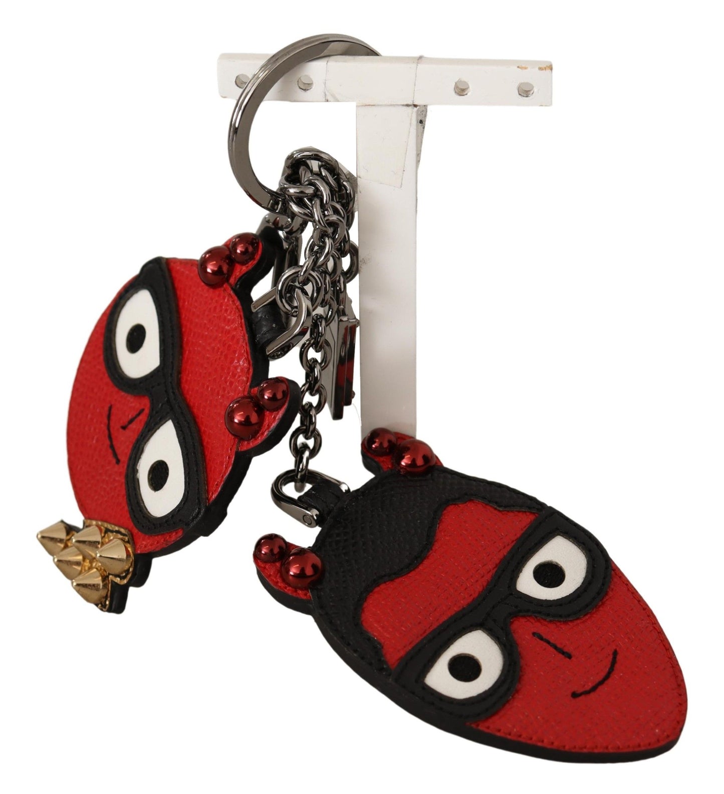 Dolce & Gabbana Elegant Red Leather & Brass Designer Keyring