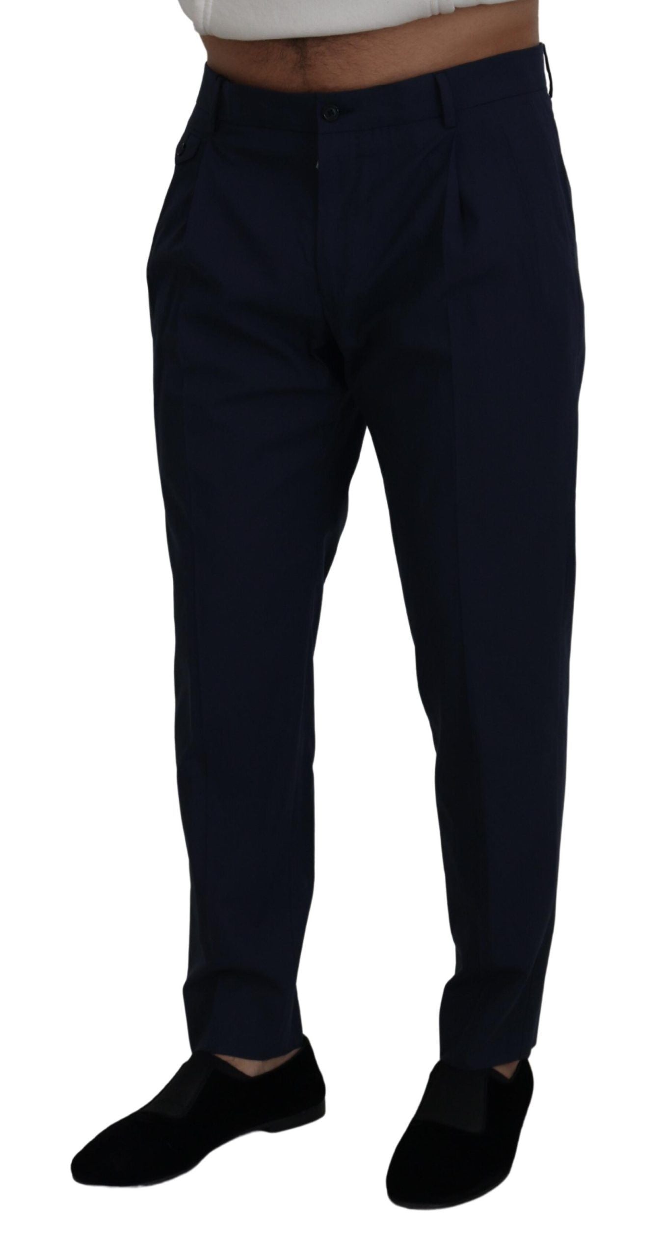 Dolce & Gabbana Blue Cotton Slim Trousers Chinos Pants